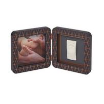 Nuotraukų rėmelis Baby Art My Baby Touch dvigubas atspaudų rėmelis tamsiai pilkas, rankos ir pėdutės atspaudų rinkinys