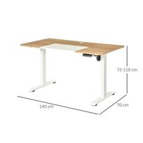 Reguliuojamo aukščio elektrinis stalas Vinsetto 140x70x116cm., šviesiai rudos/baltos spalvos