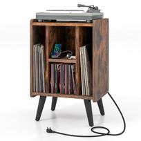 Stovas patefonui su vinilo įrašų laikymu 43x34,5x67,5 cm kavos spalvos