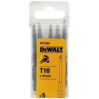 Dewalt Atsuktuvų antgaliai T10 DT7290-QZ 70mm, 5 vnt., S2 modifikuoti, kompaktiškas saugojimas, smūgiams atsparus plienas