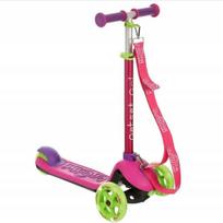 Trunki vaikiškas paspirtukas, rožinis, sulankstomas, su nešiojimo dirželiu
