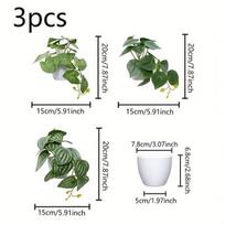 Dirbtinis bonsas kompiuterio stalui, 3 Pots Of Artificial Plant Potted Plants Combination-A Group Color 241194ZH3