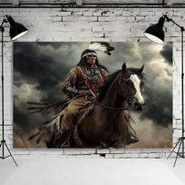Indėnų Kariai Ant Arklių Gobelenas, 70.8inch*90.5inch/180cm*230cm