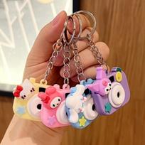 Kawaii animaciniai raktų pakabukai, PVC odiniai žavūs žiedai., C