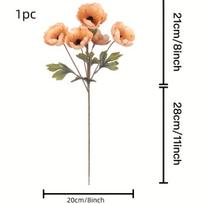 Dirbtinė kamelijų puokštė vazoje, 5 Forks Camellia Branches - Apricot