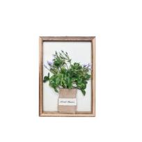 Medinis nuotraukų rėmelis su gėlėmis, Mini Rice Pepper. Clover Square Wood Linen Photo Frame-23890 Purple