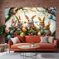 Velykinė kiškio ir kiaušinio fono dekoracija, 180 * 230 cm / 70,8 colio × 90,5 colio