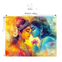 Radha ir Krišna Poliesterio Sienos Dekoras, 70.8inch*90.5inch/180cm*230cm