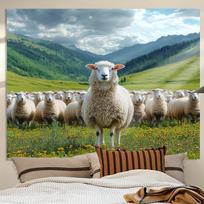 Kaimo Peizažo Poliesterinė Fonas Piemuo, 130*150cm/51inch×59inch