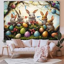 Velykinė kiškio ir kiaušinio fono dekoracija, 100 * 150 cm / 39 colių × 59 colių