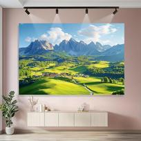 Pavasario kalnų peizažo fotografijos gobelenas, 51 colių * 59 colių / 130 cm * 150 cm