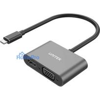 UNITEK Adapter AV USB / C HDMI VGA 4K 0.15m Black