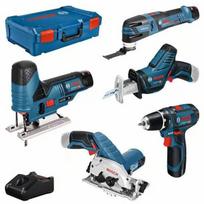 Pack of 5 cordless tools (GST + GOP + GSA + GSR + GKS) + 3 3Ah batteries + charger + L-BOXX case - BOSCH - 0615A0017C