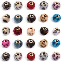 Dirbtinio kailio pomponai papuošalams gaminti,  Rose Red (10pcs)