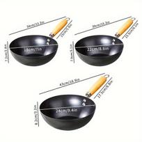 mini wok puodas, Viena rankena, neprideganti maža geležinė keptuvė 22 cm