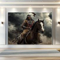 Indėnų Kariai Ant Arklių Gobelenas, 59inch* 82.6inch/150cm*210cm