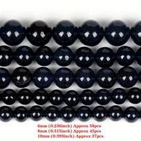 Natūralūs akmens karoliukai - juodas ir mėlynas turmalinas, 6mm-10mm., 10 mm (0,393 colio) apie 37 vnt