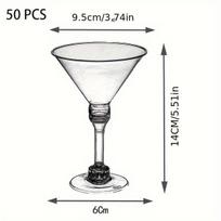 25/50 vnt., Skaidrūs Plastikiniai Martini Taurės Vienkartinės Šampano Taurės, GD51 stulpelis 50 vnt