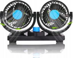 Galingas dvigubas automobilinis ventiliatorius 12v su 360° reguliavimu