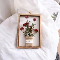 Medinis nuotraukų rėmelis su gėlėmis, Dandelion Square Wood Linen Photo Frame-23891 Purple