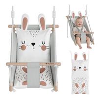 Vaikiškos supynės 3in1 Tulano Hop 45 Rabbit – medinės ir audinio supynės su triušio ausytėmis