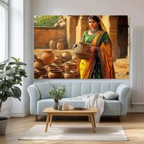Indiškas kaimo gyvenimo fonas fotografijai, 51 colių * 59 colių / 130 cm * 150 cm