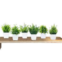 Dirbtinių vazonių rinkinys su gėlėmis, 169018ZH6-6 Pots Of Artificial Plants Small Potted Plants Combination - Green