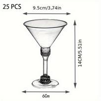 25/50 vnt., Skaidrūs Plastikiniai Martini Taurės Vienkartinės Šampano Taurės, GD51 stulpelis 25 vnt