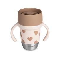 BEABA NERŪDIJANČIO PLIENO MOKOMASIS PUODELIS CLICK AND DRINK 240 ML BIGLOVE