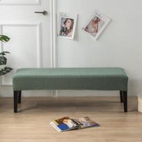 Jacquard Elastic Bench Cover For Dining Room Bedroom Spandex Basic Color Home Ornamental Chair Covers Washable Stretch Chair Seat Protector 1 piece gray