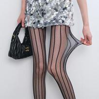 Sexy Women'S Striped Fishnet Tights New Black Pantyhose Hollowed Floral Thigh High Stockings Summer Mesh Nylon Hosiery Lingerie M gray