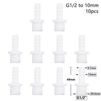 1/10Pcs 1/2 Inch Thread To Barb 4/6/8/10/12/14/16/18/20mm Plastic Hose Connector Fittings Drip Irrigation System Pipe Coupler 1pc