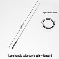 Real Rabbit Fur & Feather Cat Teaser Stick - Long Handle, Multi-color, Enrichment Toy for Self-Amusement gray