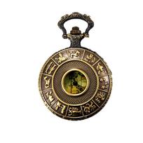 JewelryWe Originalus kišeninis laikrodis su Zodiako ženklu, Analoginis ekranas, Kvarcinis mechanizmas, Antikvarinis stilius, Tėvo dienos dovana black