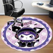 1 vnt. Gothic Kitty kėdės kilimėlis biurui, neslystantis, minkštas ir patogus, kilimėlis biurui, žaidimams, lengvas apvalus grindų kilimėlis 120cm black