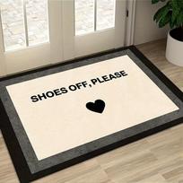Funny Shoes Off Please Welcome Mat, Modern Minimalist Heart Entryway Rug, Durable Non-Slip Washable Floor Mat for Front Door 43X75CM