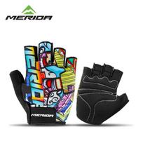Merida Summer Gloves Half-Finger Gloves Mountain Road Bike Short-Finger Graffiti Cycling Gloves Dynamic Cycling Gloves m black