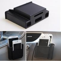 Car Air Vent Outlet Plastic Phone Card Holder Automobiles Mobilephone Hanging Pocket Storage Box black