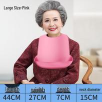Elderly Adult Silicone Waterproof Feeding Bib pink