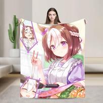 Ryžių Dušas Umamusume Pretty Derby Antklodė Koralinis Vilnos Pliušas Pavasaris Ruduo Minkštas Mesti Antklodė Sofai Biurui Pliušinis Plonas Antklodė 75x90cm white