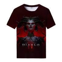 Žaidimas Diablo 4 3D Spausdinti marškinėliai Vyriški Moteriški marškinėliai trumpomis rankovėmis Gatvės apranga Harajuku mados dideli marškinėliai Vaikiški viršutiniai drabužiai S black