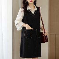 Spring new fake two fashionable and elegant small women's dresses 4XL juoda