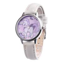 UTHAI CQ17 Kids Watches for Girls Quartz Wrist Watch Child Girl Clock Cartoon Horse Beast Leather Metal Strap Multicolor Clocks gray