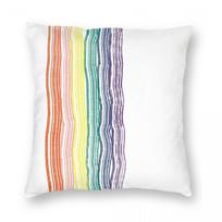 Vibrant Paintbrush Effect Rainbow Square Pillowcase Polyester Linen Velvet Creative Zip Decor Car Cushion Cover 45X45 Peach skin 18*18(CM)-1Pcs
