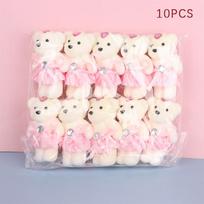 10 vnt 12 cm meškos gėlių puokštė žaislas animacinių filmų lėlės putplasčio puokštė dovanų vakarėlio dekoras rožinė