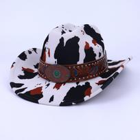 Cow Pattern Western Cowboy Hat Outdoor Travel Big Head Circumference Jazz Hat Women Ethnic Style Top Hat Men M（56-58cm） gray