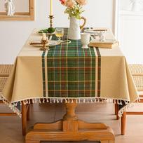 Cotton And Linen Tablecloth Light Luxury High Sense Apricot Green Branch Embroidery French Retro Rectangular Tablecloth Dining Table Round Table 90*90cm