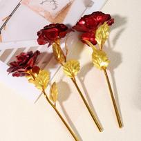 Valentine's Day Creative Gift 24K Foil Plated Rose Red Gold Rose Last Forever Love Wedding Decoration Mother's Day Birthday Gift raudona