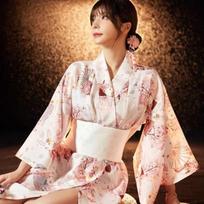 Spausdintas gėlėtas tradicinis japoniškas kimonas japoniško stiliaus azijietiškos sakuros mergaitės kimono suknelė elegancija naujas brown