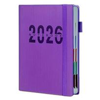 English 2026 Schedule Planner Notepad 12 Months Bookmark 365 Days Efficiency Notebook Thick Paper Wear-resistant purple